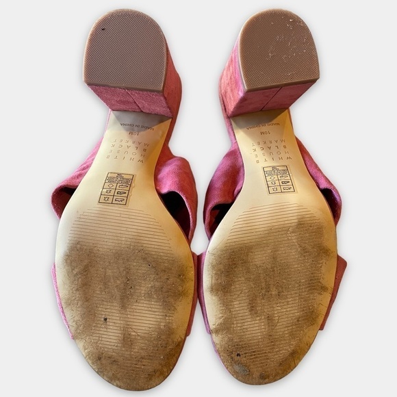 WHBM Callie Pink Suede Slides Mules Sandals Size 10 - Picture 7 of 10